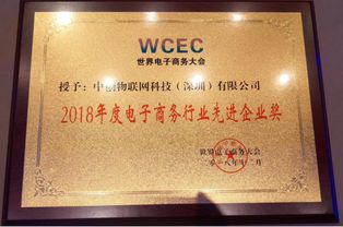喜訊 中創物聯網榮獲2018年世界電商大會 電子商務行業先進企業獎
